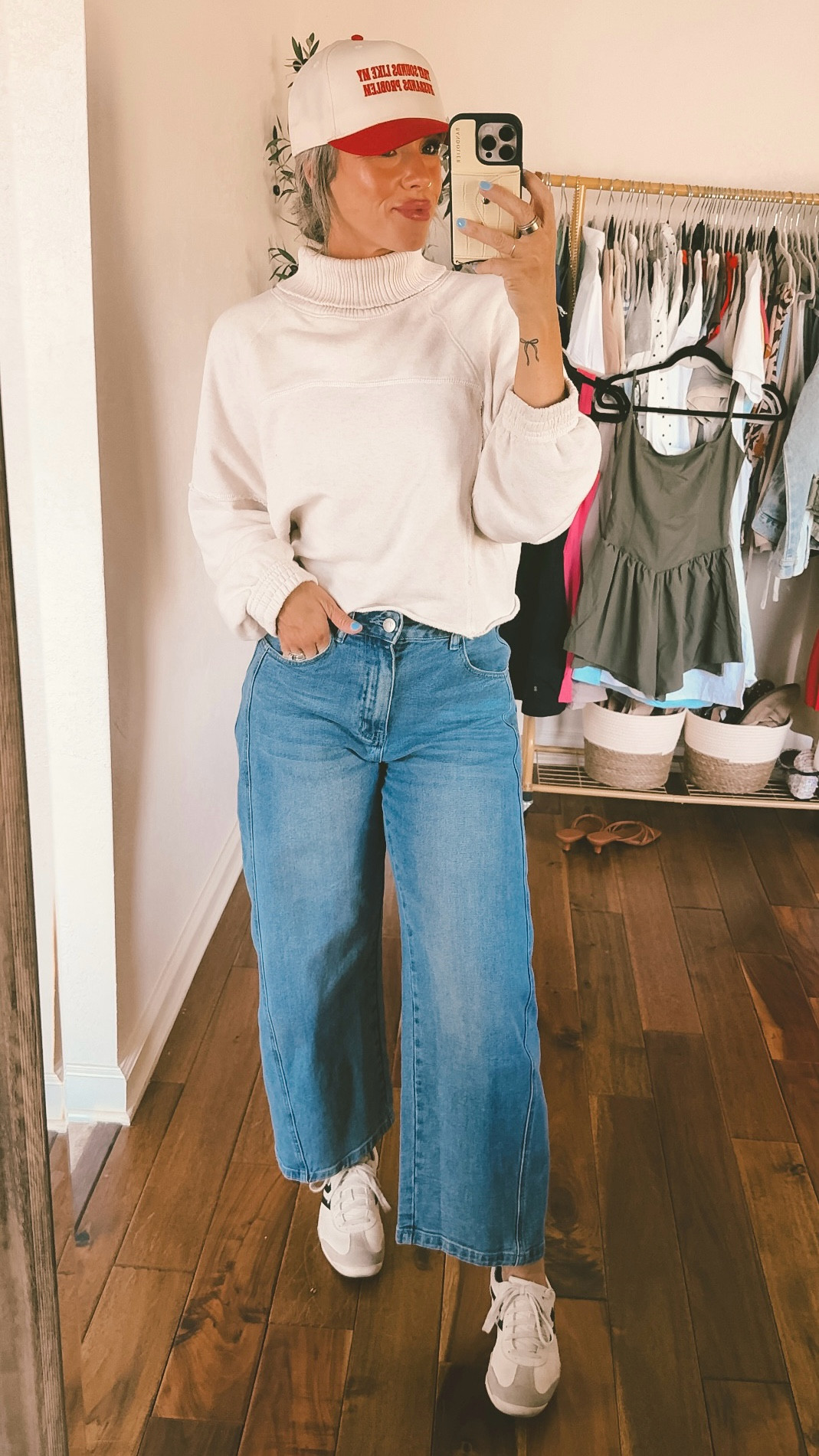 Size 4 in the jeans, also have them in black. Linked similar shirts. And I just love the fit of this hat! I wear it often! #barreljeans #momstyle #millennialmoms #truckerhat

#LTKmomlife #LTKOver40 #LTKootd