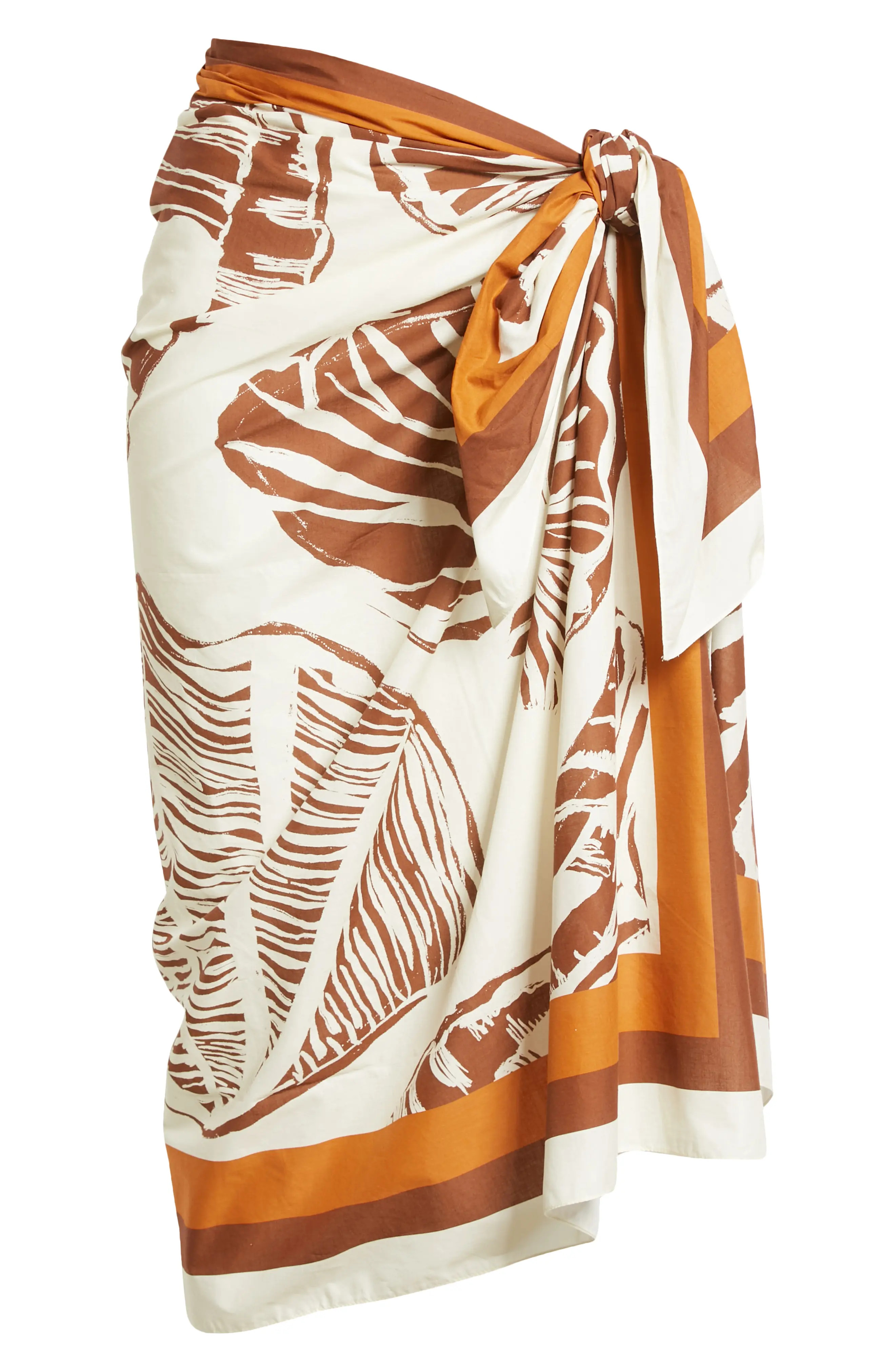 Johanna Ortiz La Mer Organic Cotton Pareo in Ecru Rust Wine at Nordstrom | Nordstrom