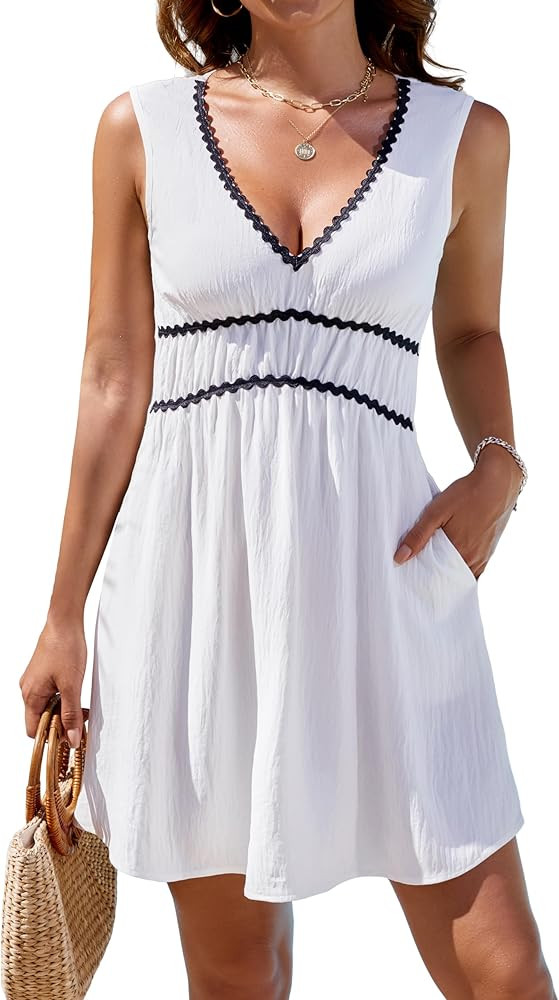 Blooming Jelly Women's Swimsuit Coverup Beach Bathing Suit Cover Up Color Block Sundress Summer T... | Amazon (US)