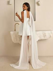 Vowa Elegant, Luxurious, Romantic, Simple, Magnificent, Court Style, White, Satin, Off-Shoulder, ... | SHEIN