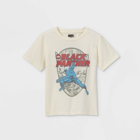 Toddler Boys' Black Panther Short Sleeve Graphic T-Shirt - Cream | Target