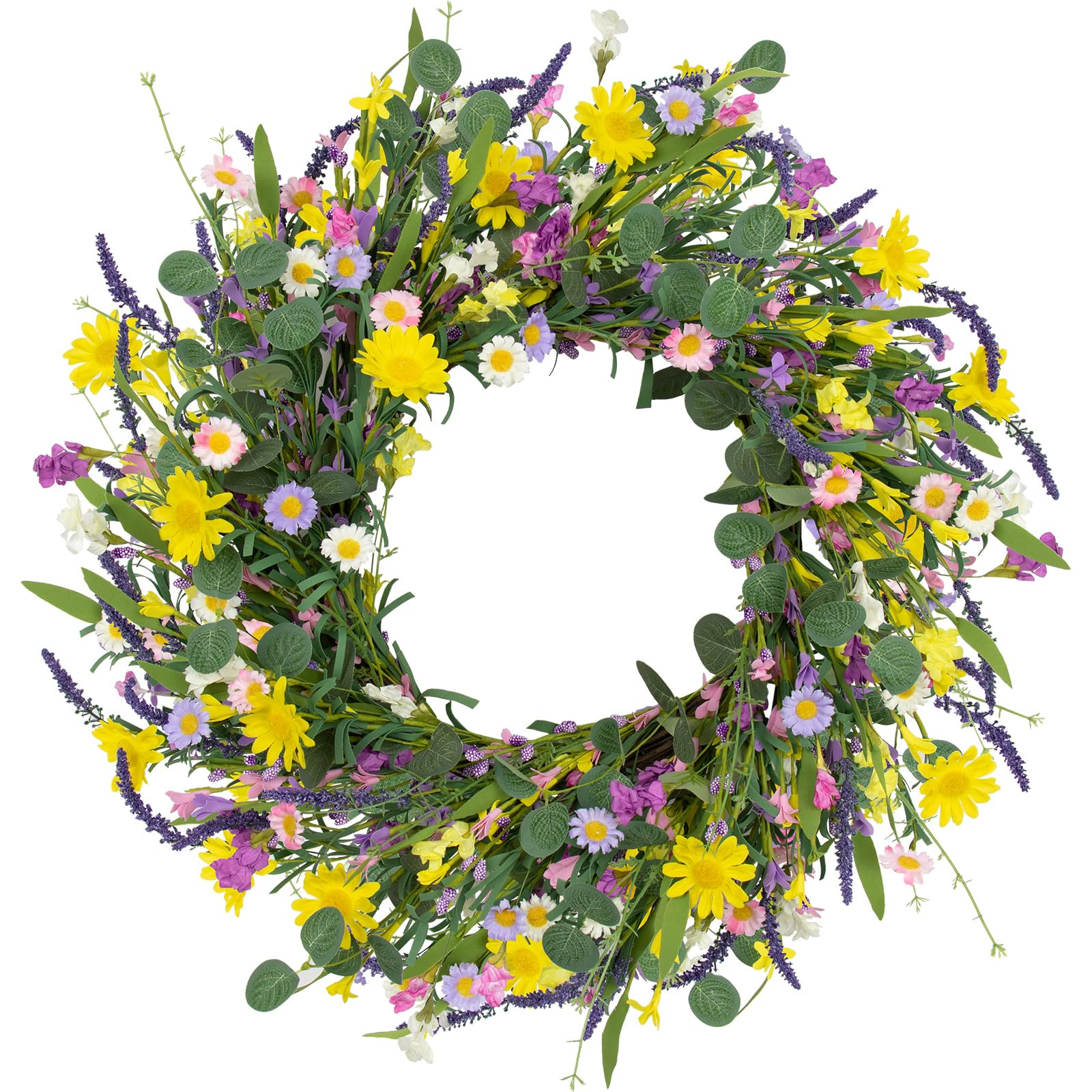 Spring Decorations for Home 22" Spring Wreath Artificial Summer Wreaths with Eucalyptus Leaf Lave... | Amazon (US)