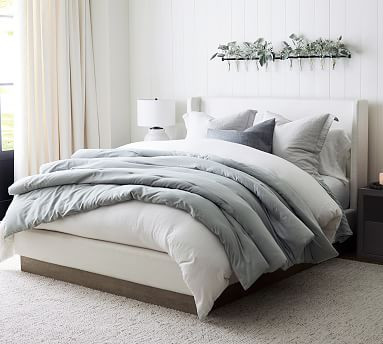 Jake Upholstered Wood Base Platform Bed | Pottery Barn (US)