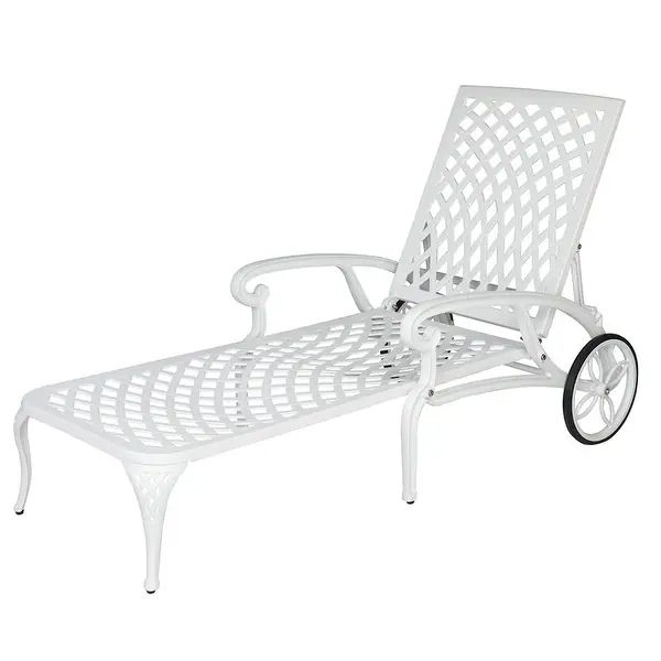 Metal Adjustable Outdoor Chaise Lounge - White | Bed Bath & Beyond