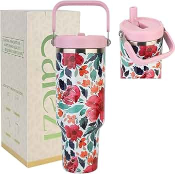 40 oz Tumbler with Lid and Straw, Stainless Steel Vacuum Insulated Tumblers with Flip Straw and T... | Amazon (US)