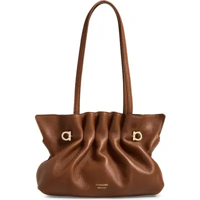 FERRAGAMO Soft Small Leather Shoulder Bag in Testa Di Moro at Nordstrom | Nordstrom
