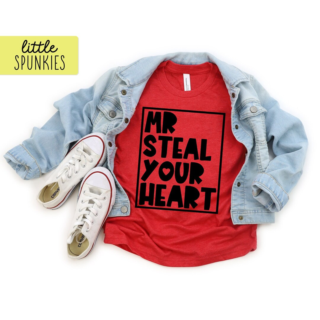 Boy Valentines Day T-Shirt, Mr. Steal Your Heart Shirt, Funny V-Day Shirt for Boys (RED T-SHIRT w... | Etsy (US)