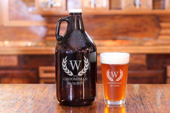 Growler Glass Combo, Personalized, Engraved Growler, Best Man Gift, Beer Growler, Father of the G... | Etsy (US)