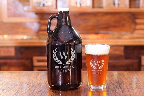 Growler Glass Combo, Personalized, Engraved Growler, Best Man Gift, Beer Growler, Father of the G... | Etsy (US)