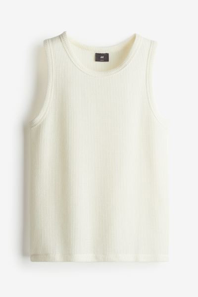 Slim Fit Knit Tank Top - Round Neck - Sleeveless - Taupe - Men | H&M US | H&M (US + CA)