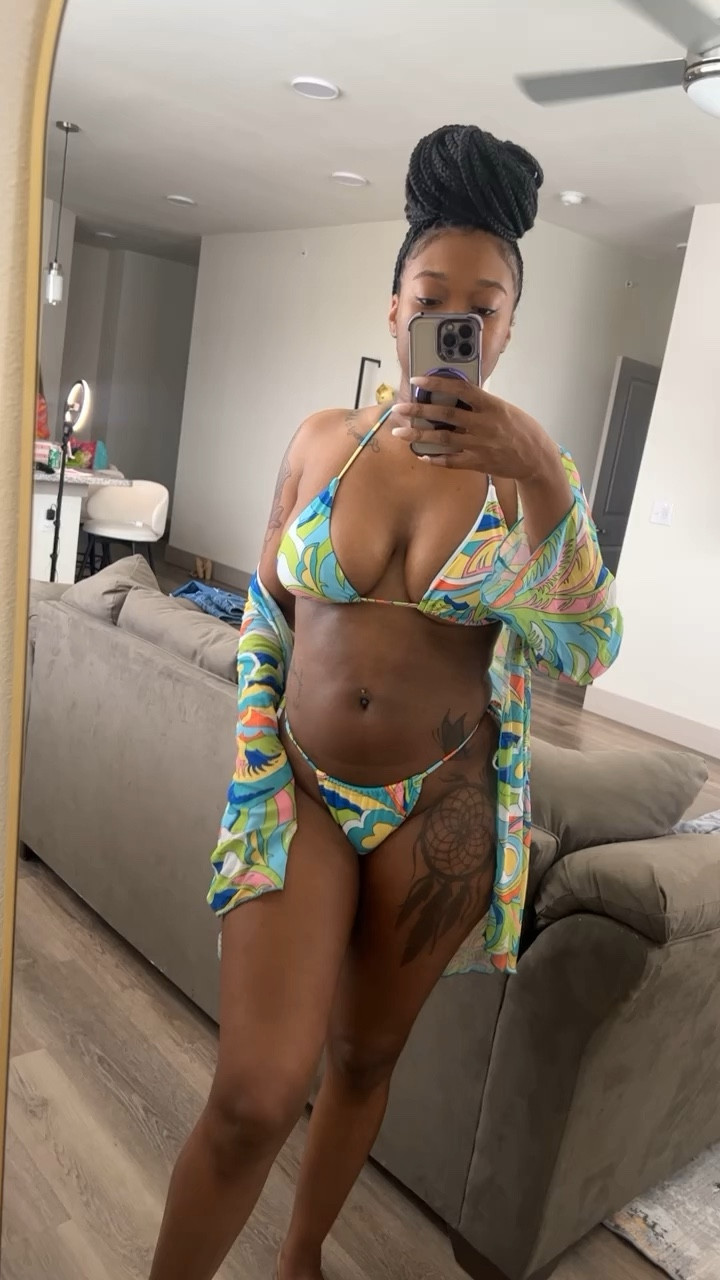 Sexy SHEIN vacation halter triangle bikini swimsuit set with kimono, tropical summer blue-green beach print

#LTKSwim