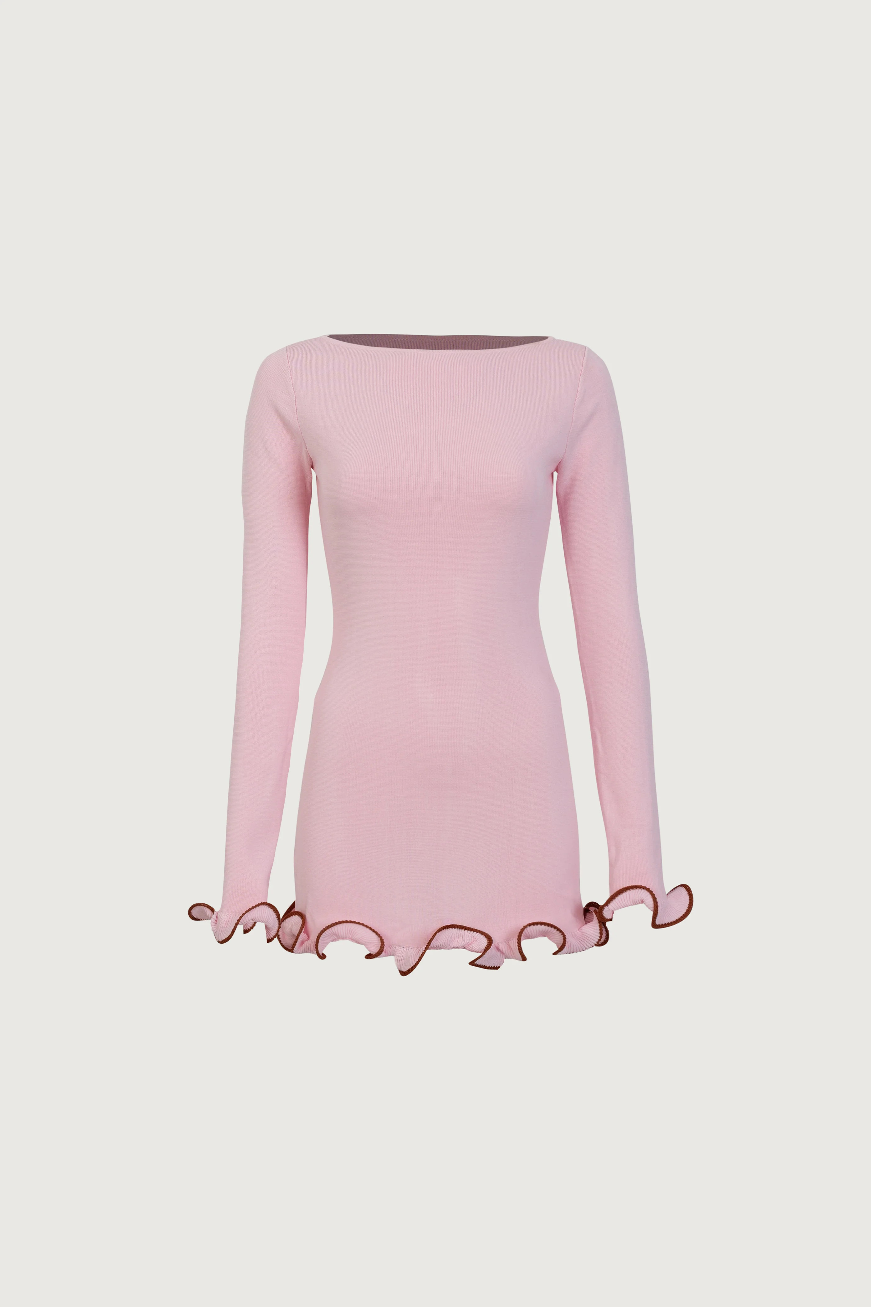 Ruffle Hem Mini Dress (Baby Pink) | SAME