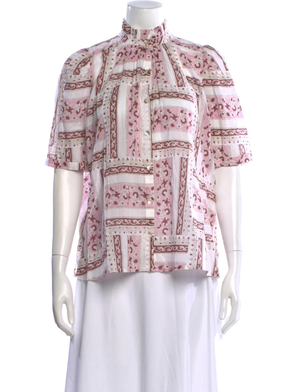Patterned Short Sleeve Blouse | The RealReal