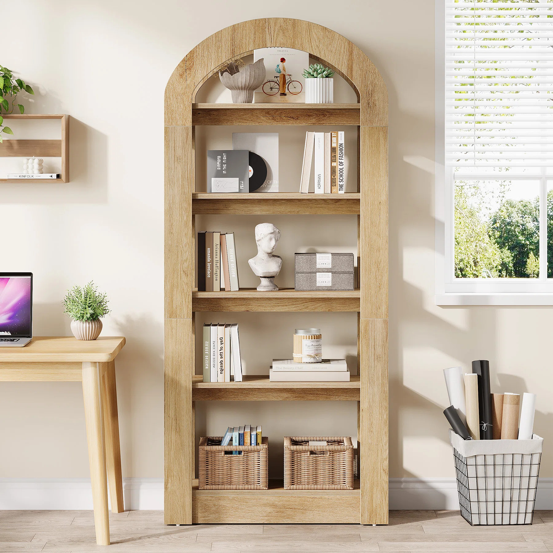 5-Tier 70.9" Tall Arched Bookcase, Modern Open Bookshelf For Home Office, Bedroom, Living Room | Wayfair North America