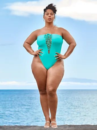 Plus Size "Agent M" Lace-Up Swimsuit - Tabria Majors X FTF | Fashion To Figure | FTF | Fashion to Figure