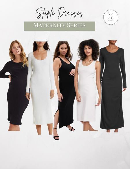 Staple dresses that are great during pregnancy and after. I took my pre-pregnancy size in all of these (size small).
1. Long sleeve, knee length cotton dress
2. Ribbed long sleeve dress
3. Fitted tank top dress
4. Flowy tank top dress
5. Skims like long sleeve dress 