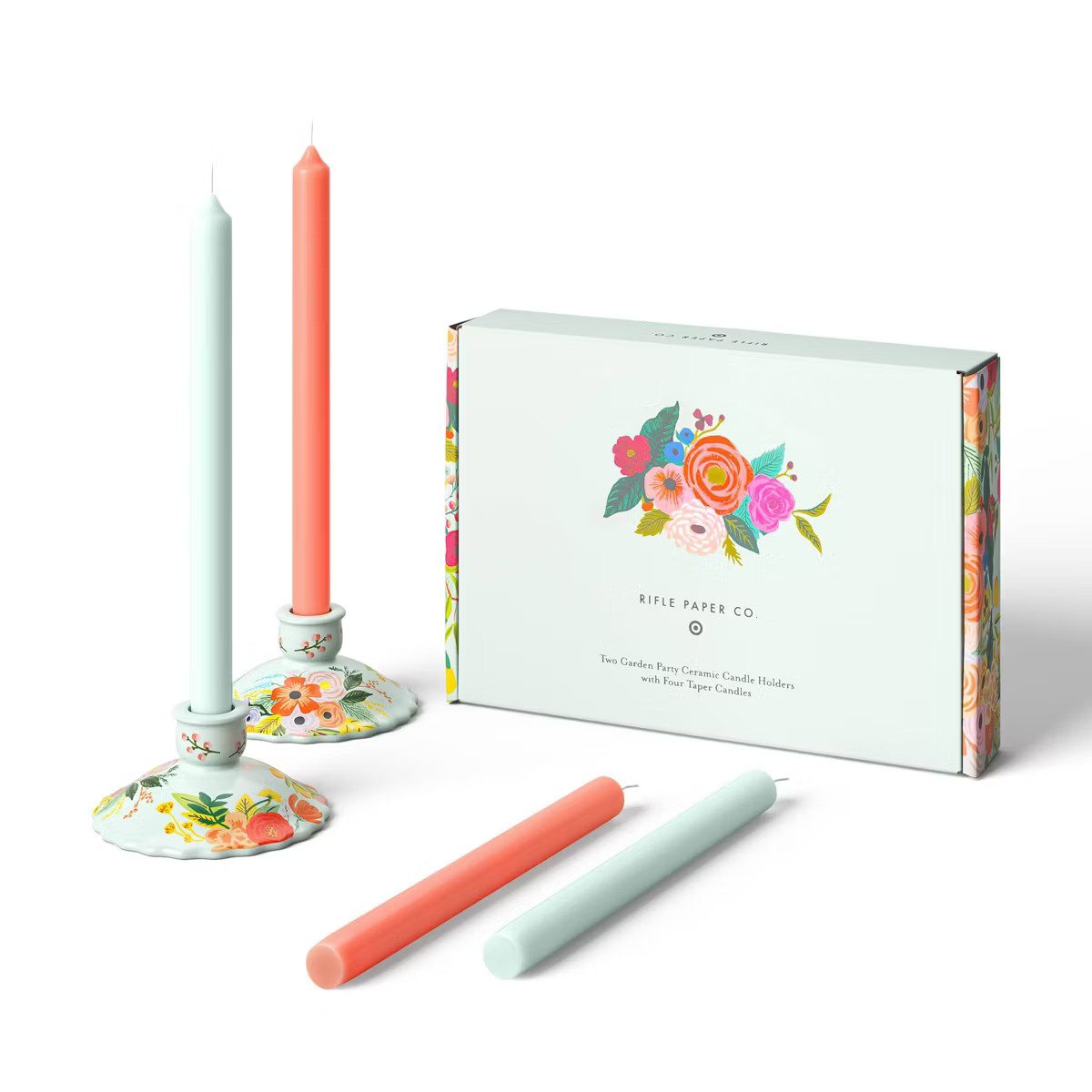 Rifle Paper Co. x Target Taper Set of 4 Candles with Set of 2 Candlestick Holders | Target
