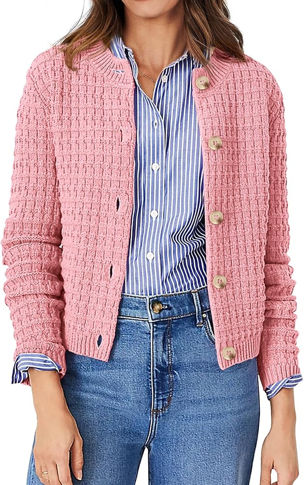 PRETTYGARDEN Women's Knit Cardigan Sweaters Casual Long Sleeve Open Front Button Down Trendy Jack... | Amazon (US)