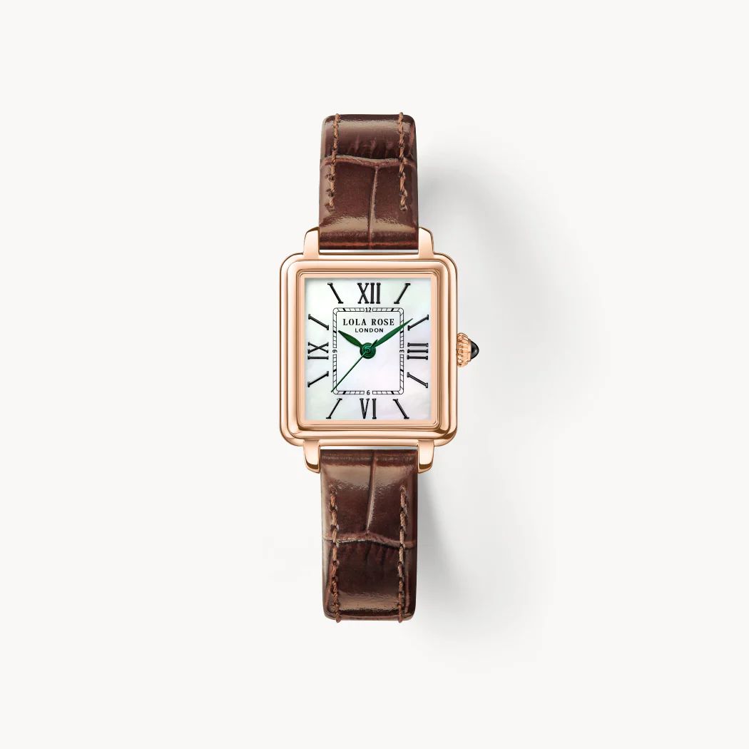 New Cube Mother of Pearl Watch (Green hand) | Lola Rose