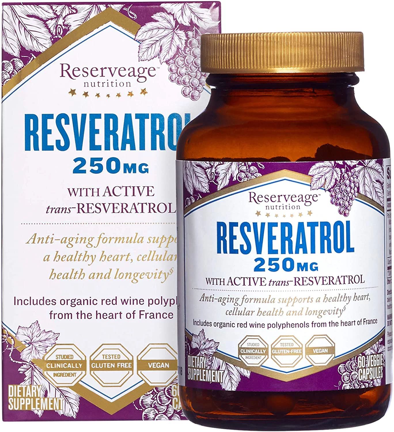 Reserveage, Resveratrol 250 mg, Antioxidant Supplement for Heart and Cellular Health, Supports He... | Walmart (US)