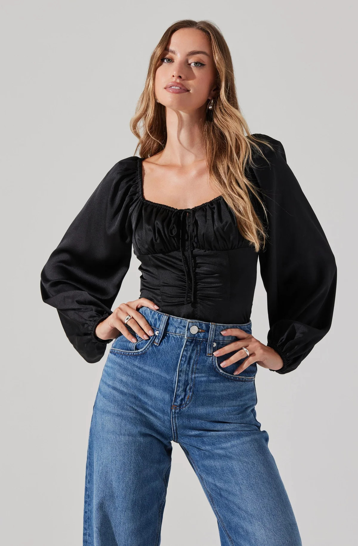 Ruched Bustier Puff Sleeve Top | ASTR The Label (US)
