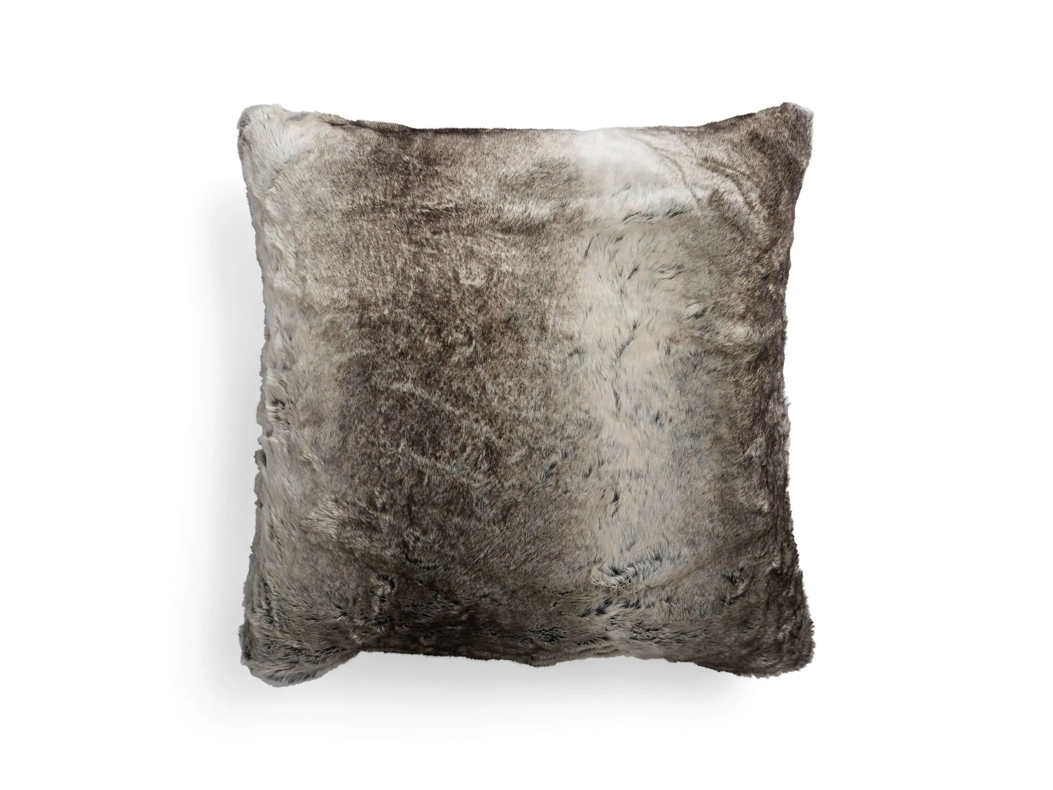 Grey Wolf Faux Fur Pillow Cover | Arhaus