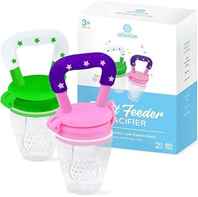 Baby Fruit Feeder Pacifier (2 Pack) - Fresh Food Nibbler, Infant Fruit Teething Toy, Food Grade S... | Amazon (US)