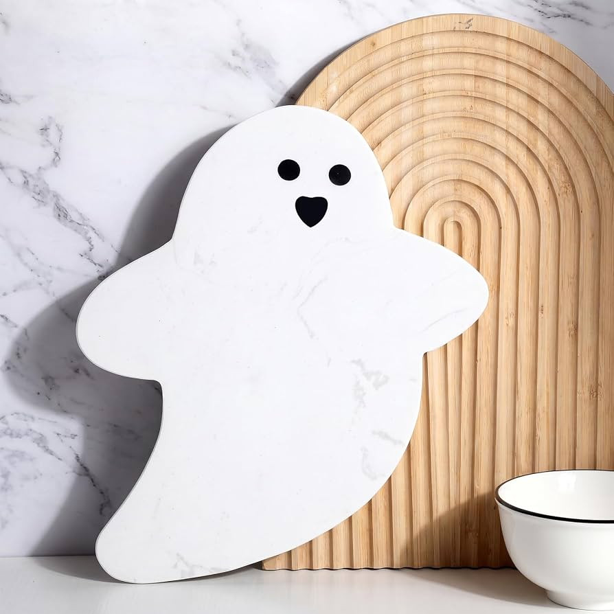 Reallnaive Cute White Ghost Marble Cheese Board Halloween Charcuterie Serving Tray Marble Cutting... | Amazon (US)