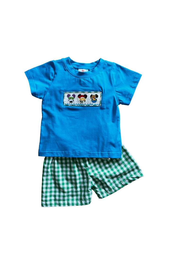 Hand Smocked Friends Gingham Boys Set | The Smocked Flamingo