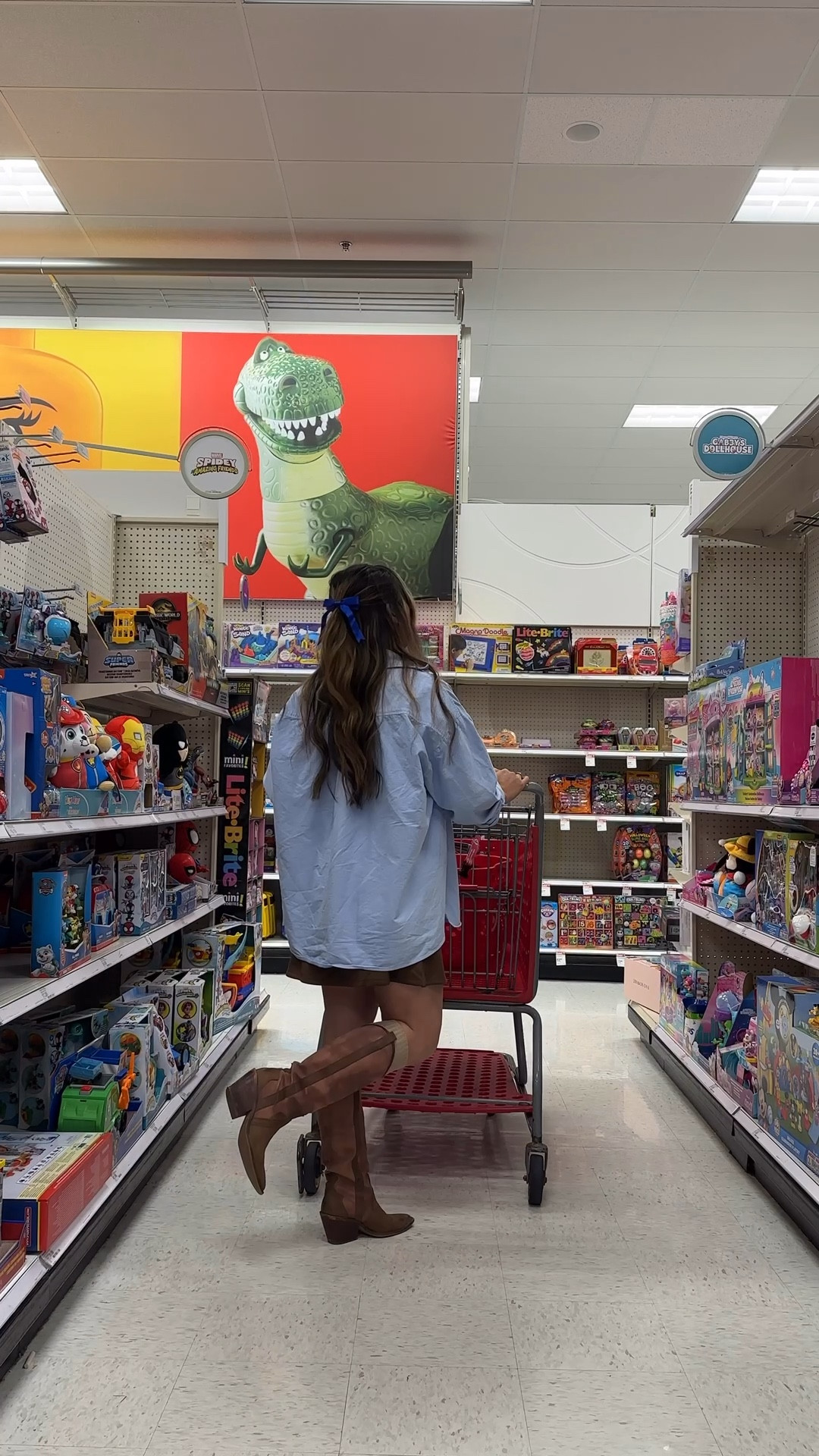 BIG news for something SMOL! 💫 SMOL is officially at Target! 🎉 Come celebrate with us — jump, laugh, and play in their adorable mini bounce house, or snag their foam pit complete with space themed or flower shaped foam. Perfect for fall and the weather turning so that means more indoor play! Let’s make your Target run extra fun! 

Style: suede skirt, Dolce Vita boots, knee-high socks, DISSH oversized, blue shirt, blue and brown fall trend styles, blue hair bow

#LTKHome #LTKFamily #LTKMidsize