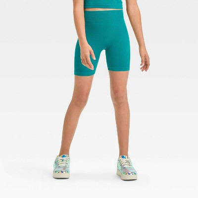 Girls' Seamless Bike Shorts - All In Motion™ Turquoise Green M | Target