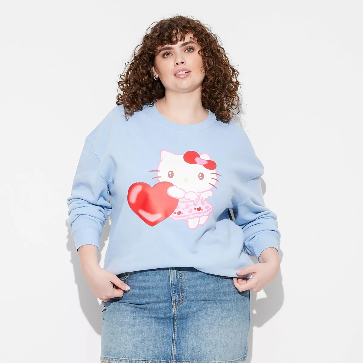 Women's Hello Kitty Heart Graphic Sweatshirt - Blue | Target