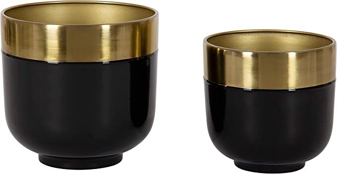 Kate and Laurel Miley Modern Indoor Planter, Set of 2, Gold and Black, Decorative Plant Pots for ... | Amazon (US)