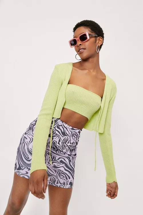 Knitted Bandeau Top and Tie Cardigan Set | Nasty Gal (US)