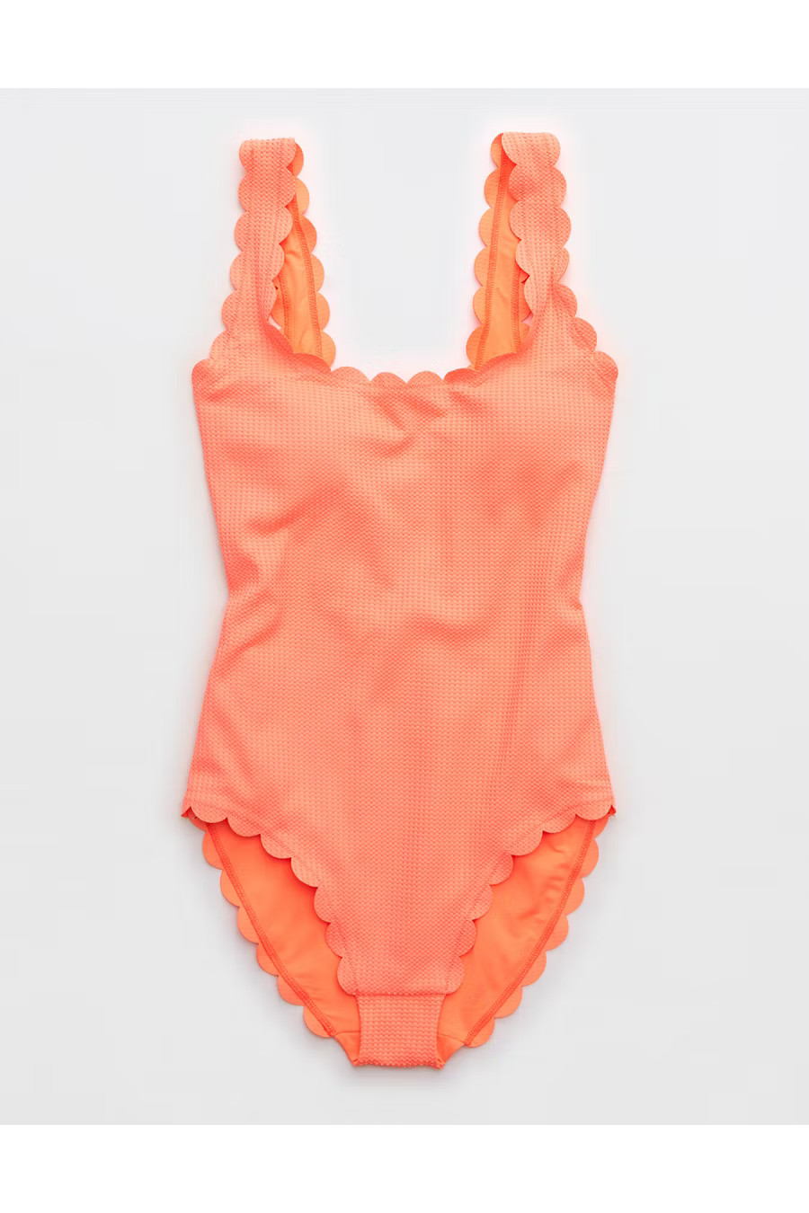 Aerie Waffle Scalloped One Piece Swimsuit | American Eagle Outfitters (US & CA)