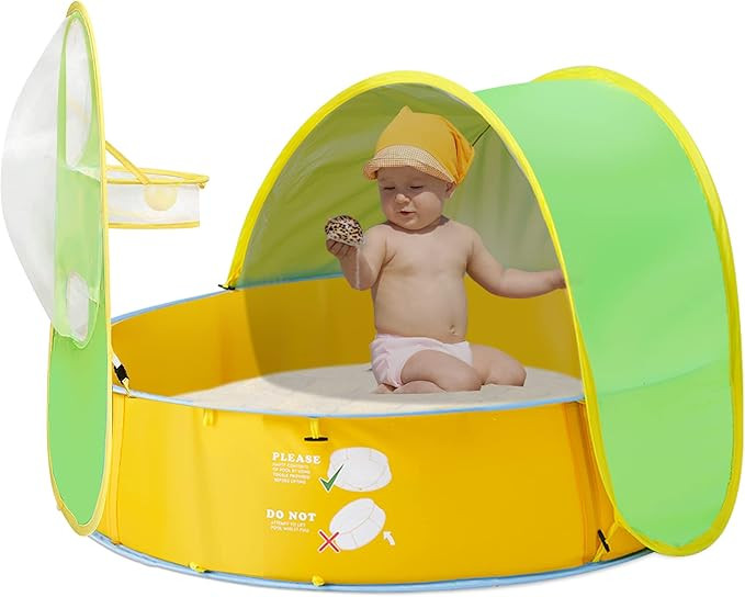 FBSPORT Baby Beach Tent, Kids Ball Pit Tent Paddling Pool, Baby Play Pool Tent, 50+ UPF Protectio... | Amazon (US)