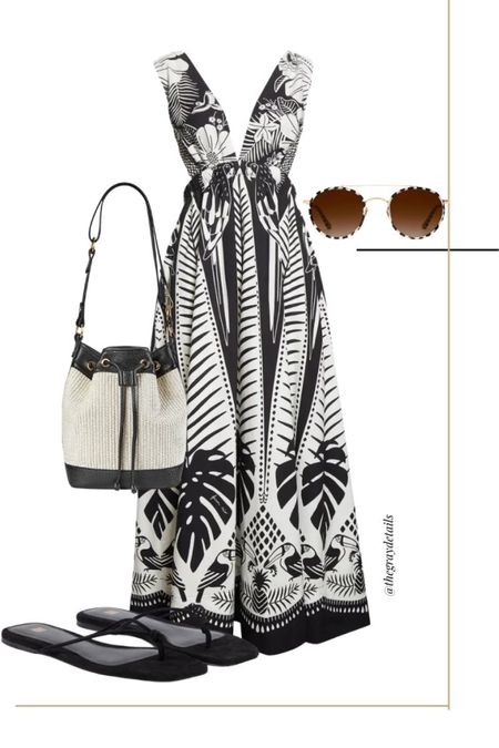 This farm rio printed black and white maxi dress is perfect for a summer wedding or beach vacation. Style it with black sandals and a straw bucket bag and a fun pair of sunglasses. 

#LTKFind #LTKtravel #LTKwedding