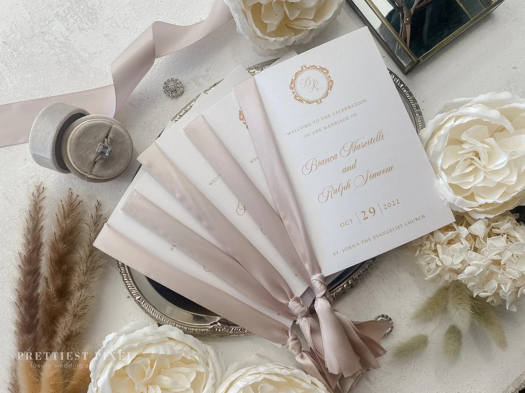 Champagne Wedding Programs With Ribbon: Elegant Ceremony Stationery - Etsy | Etsy (US)