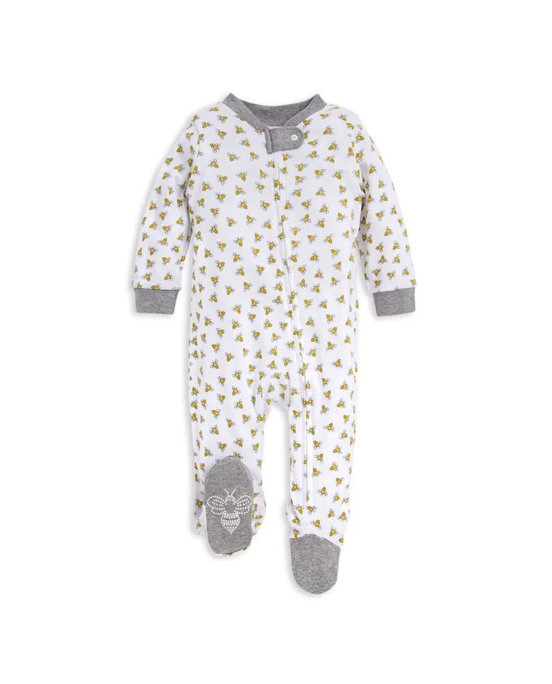 Baby Honey Bee Organic Cotton Zip Front Loose Fit Footed Pajamas | Burts Bees Baby