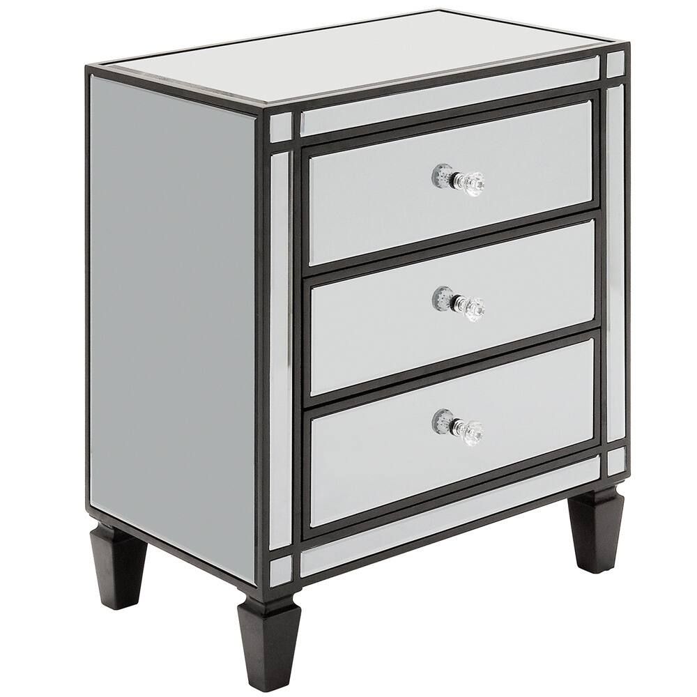 Escanaba Mirrored 3-drawer Black Trim Accent Table by iNSPIRE Q Bold | Bed Bath & Beyond