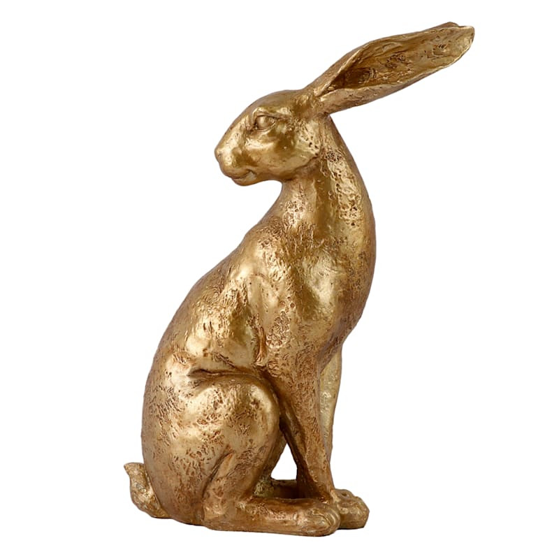Gold Finish Rabbit Figurine, 10.5" | At Home