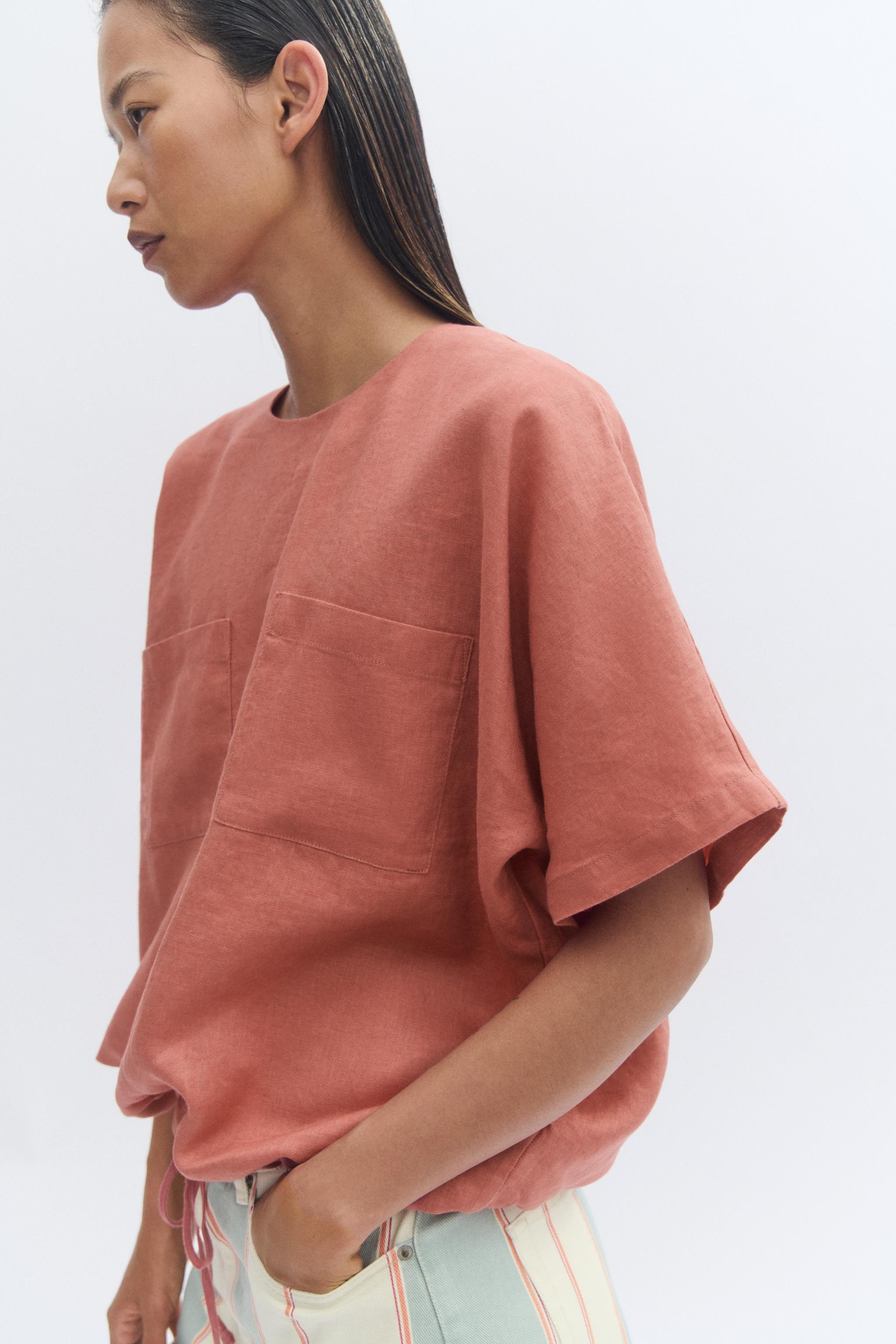 100% LINEN LACED TOP ZW COLLECTION | Zara US