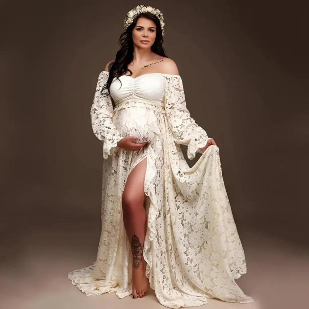 Tulle Maternity Gown: Elegant Photoshoot Dress, Ruffled Split - Etsy | Etsy (US)