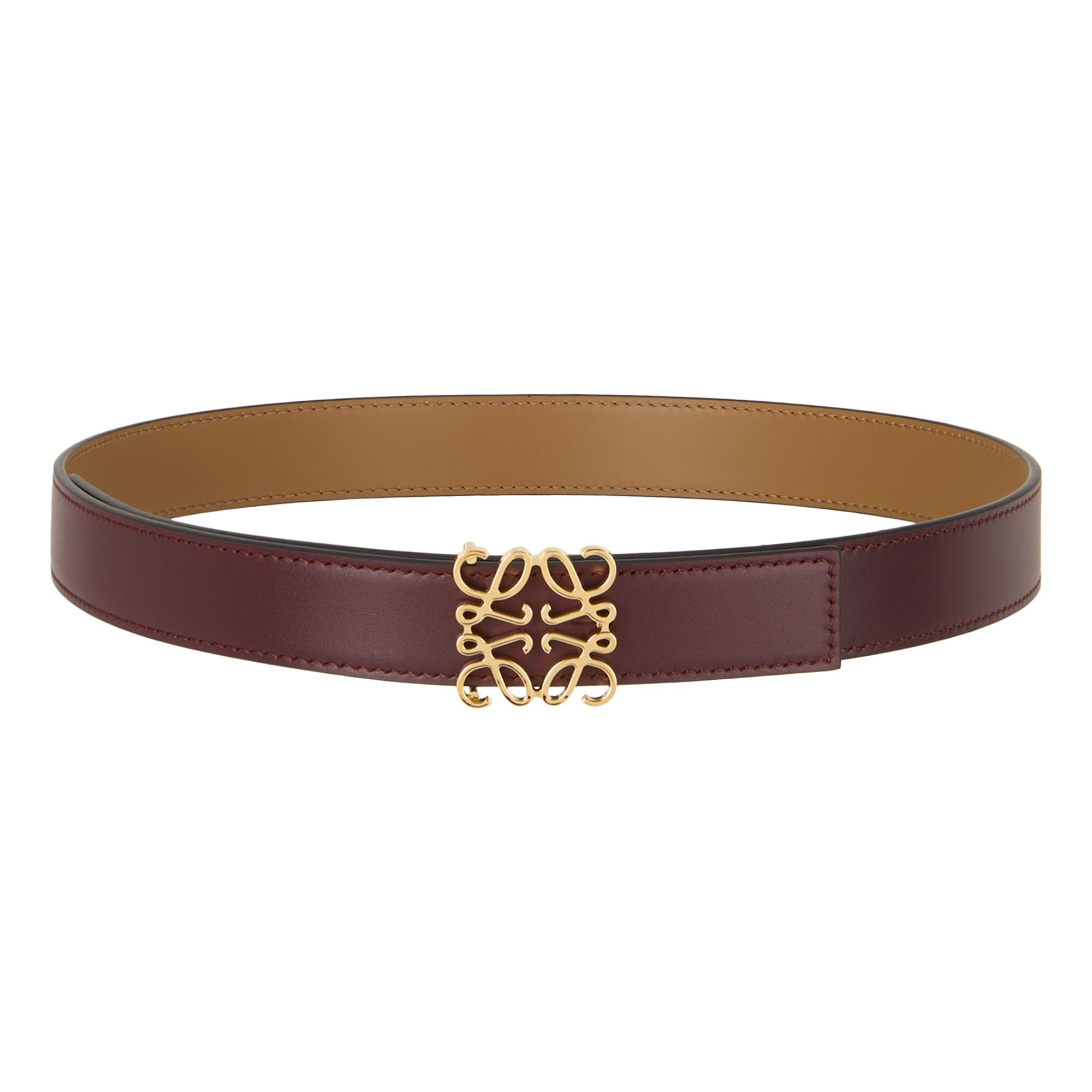 LOEWE Anagram Logo Reversible Leather Belt - Burgundy | Brown Thomas (IE)