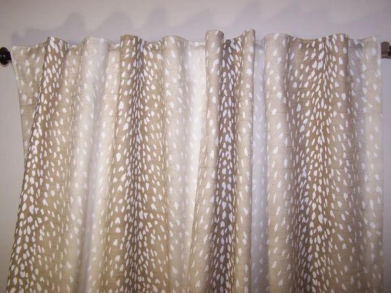 Vern Yip, Linen Drapes, Fawn, Deer, Antelope, Animal Print, Custom Curtains, 2 Drapery Panels, 24... | Etsy (US)