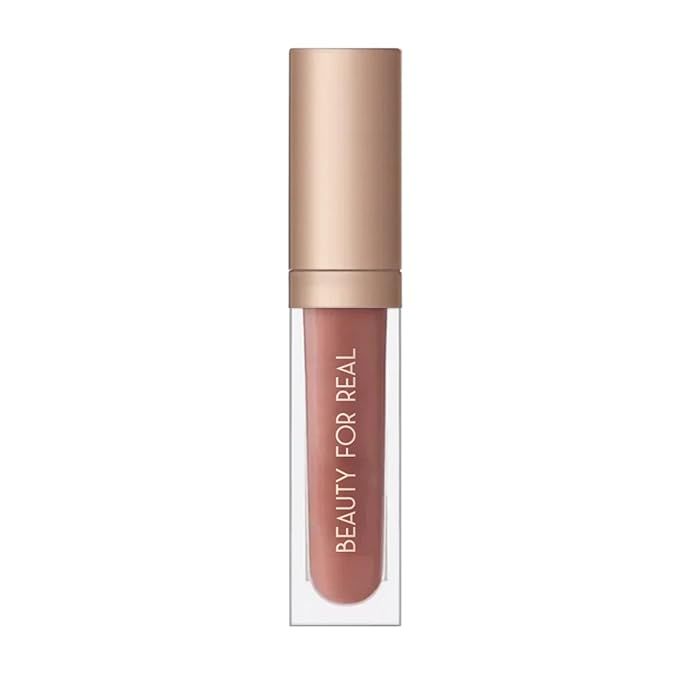 Beauty For Real Lip Gloss + Shine, Nudist - Beige Nude Pink - Non-Sticky Plumping & Hydrating Glo... | Amazon (US)