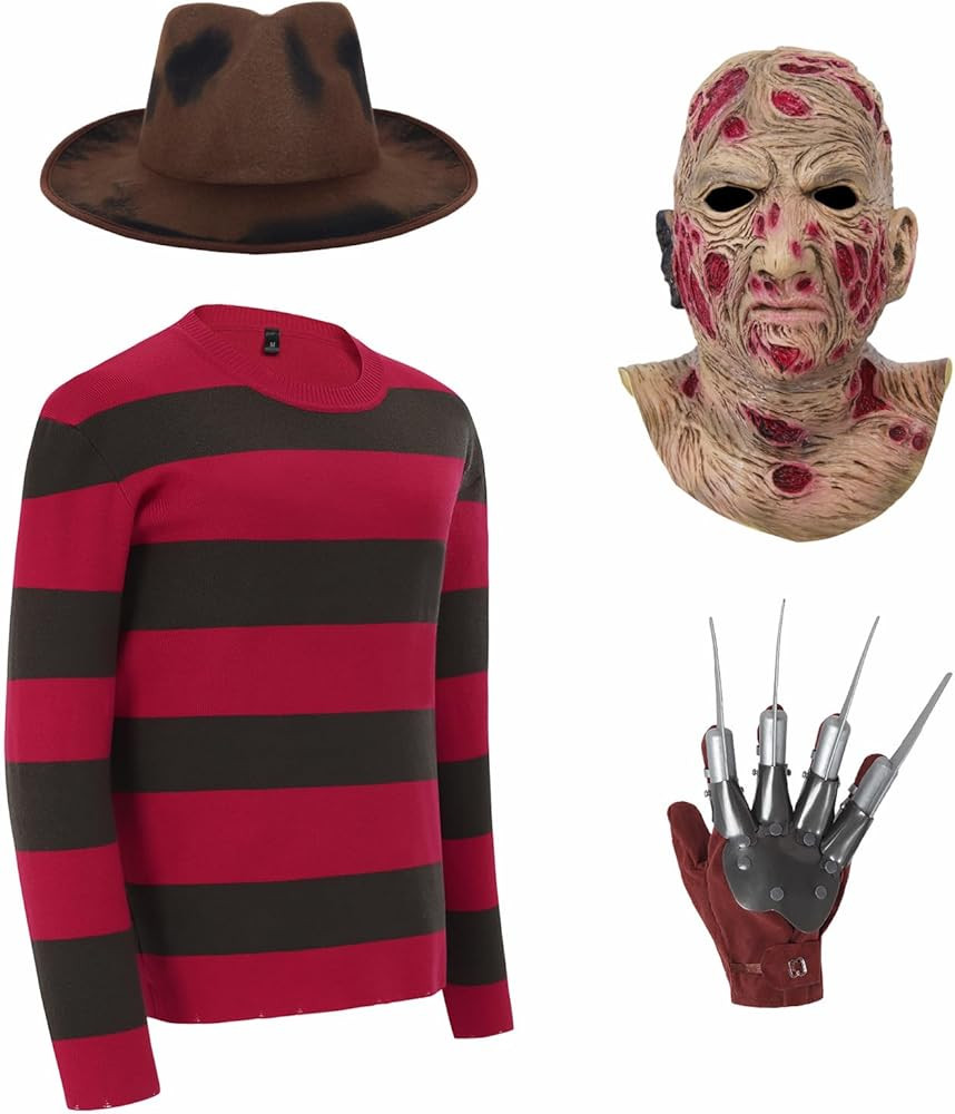 Scary Halloween Costumes for Adult/Kids Red Green Striped Sweater for Boys Mens Horror Killer Cos... | Amazon (US)