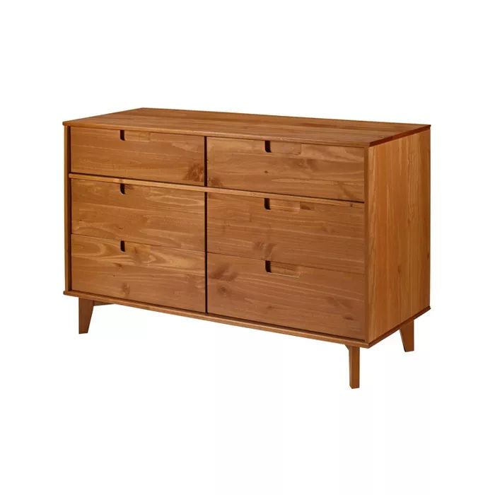 Mid-Century Modern Classic Wood 6 Drawer Groove Dresser Caramel - Saracina Home | Target
