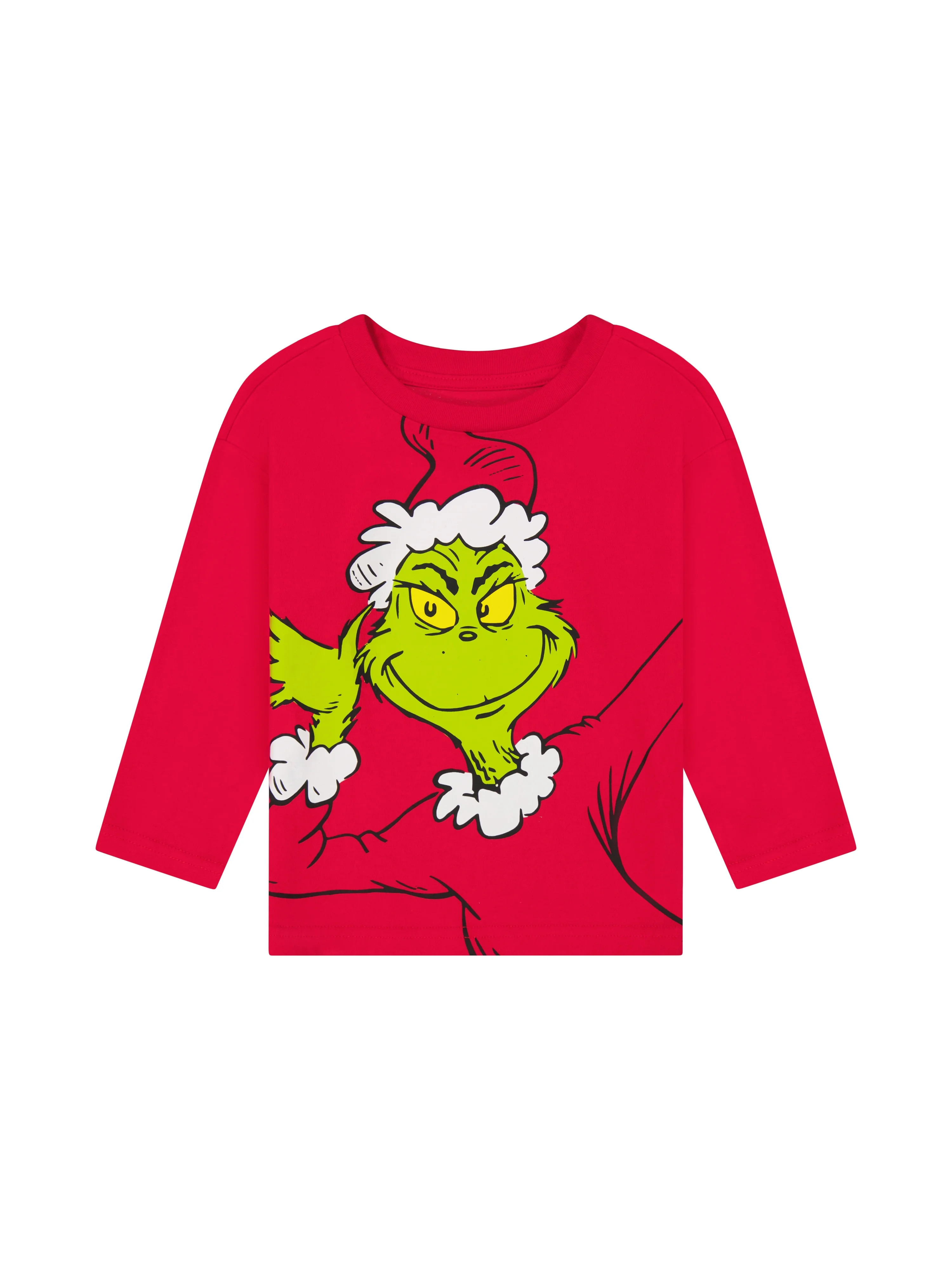 Dr. Seuss The Grinch Toddler Unisex Long Sleeve Red Tee Shirt, Sizes 12M-5T | Walmart (US)