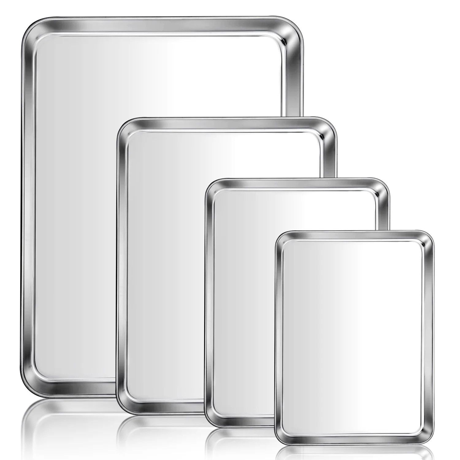 Vesteel Baking Sheet Set of 4, Stainless Steel Baking Pan Tray Cookie Sheet, Healthy& Dishwasher ... | Walmart (US)